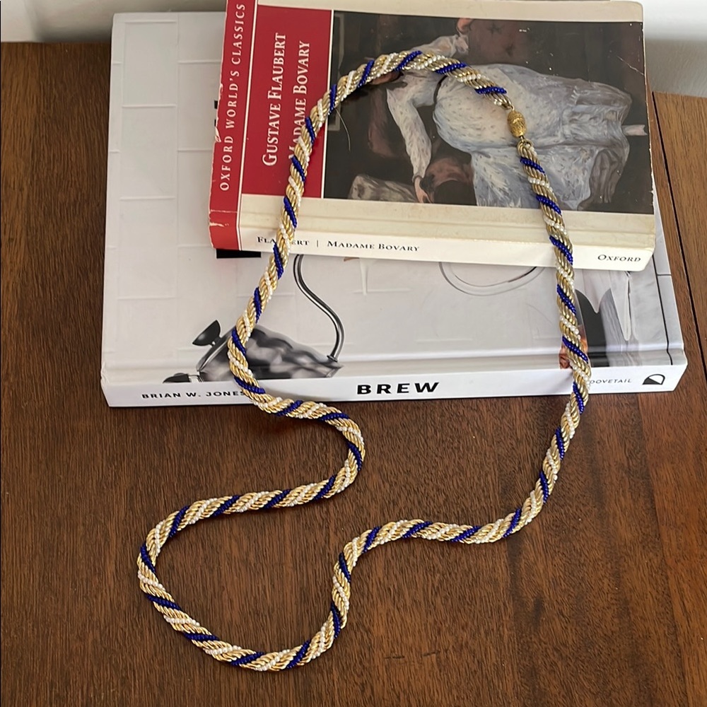 Blue and Gold Braided Necklace